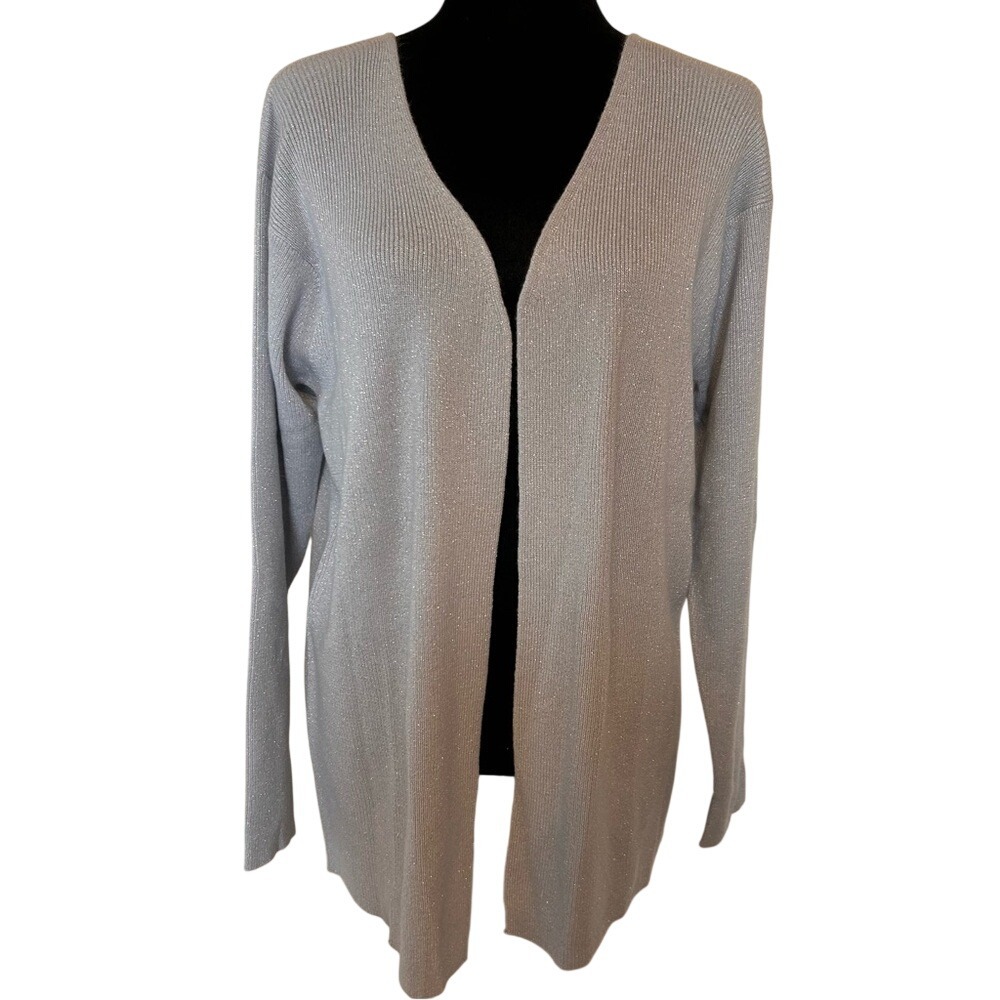 NWT Bloomingdale's Gray Cashmere Blend Open Front‎ Cardigan Sweater Size Large